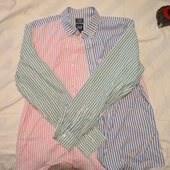 Gap Bengal Stripe/College Stripe "Fun" Shirt Multicolored - Picture 1 of 5